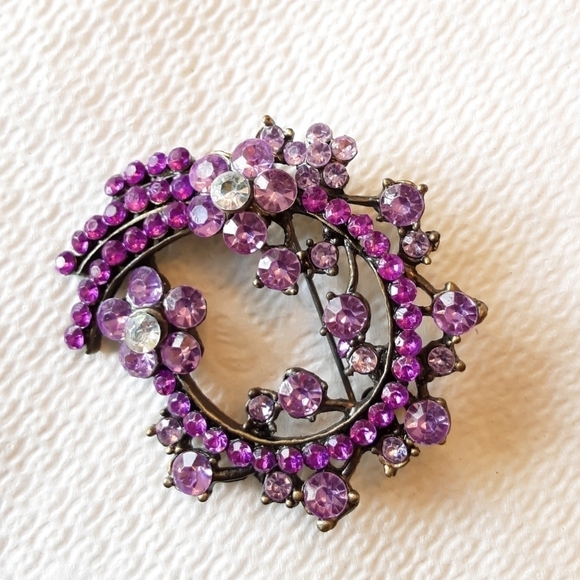 Jewelry - Purple and Pink Rhinestone Brooch/Pin